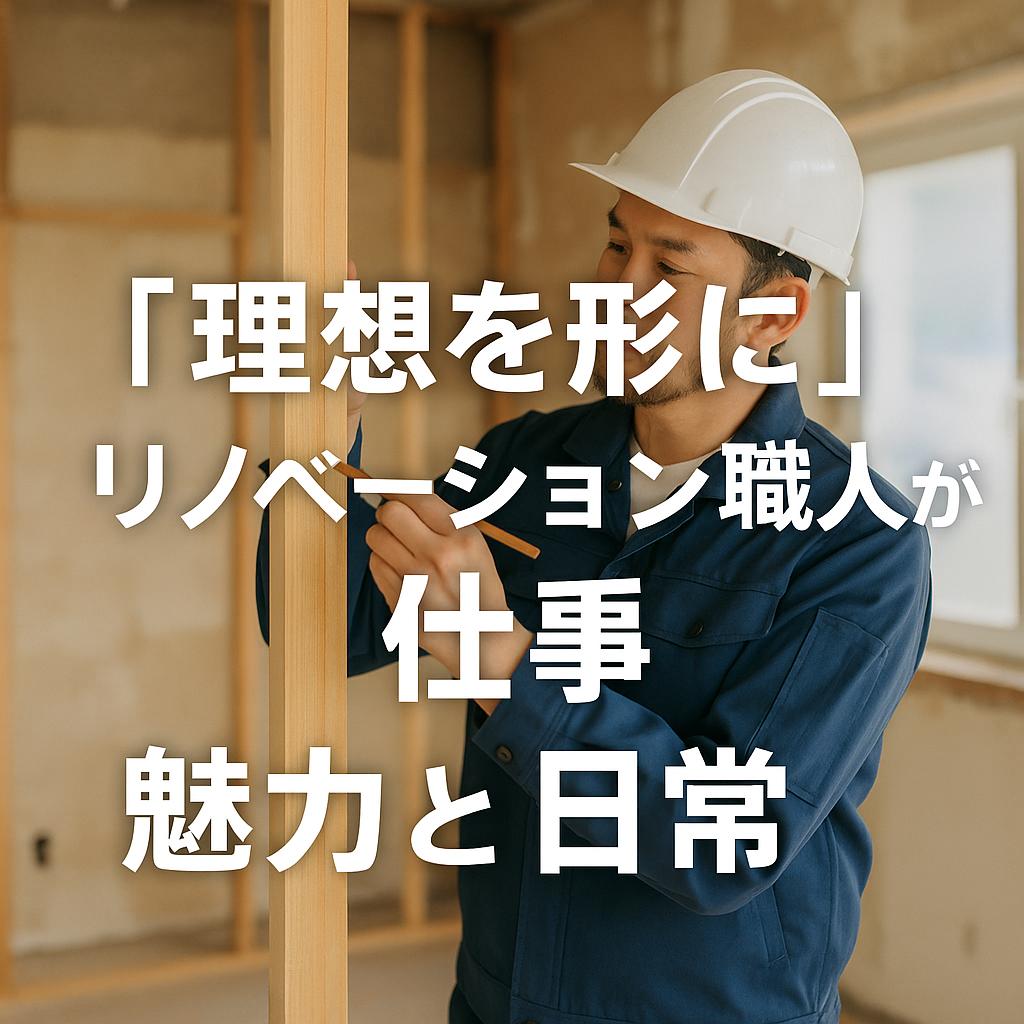 「理想を形に」リノベーション職人が語る仕事の魅力と日常
