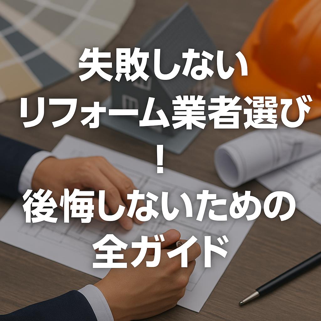 失敗しないリフォーム業者選び!後悔しないための全ガイド