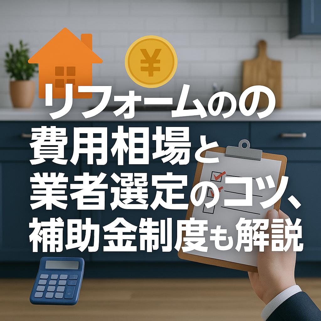 リフォームの費用相場と業者選定のコツ、補助金制度も解説